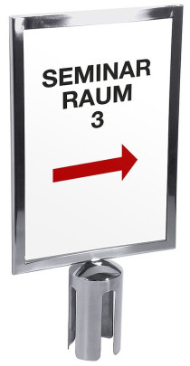 Contacto Aufsatzschild A4 zu Gurtabsperrpfosten, Edelstahl 