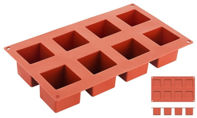 Contacto Backmatte 15 Würfel, Ø3,4 x H1,6 cm, Silikon, formstabil, spülmaschinenfest, Matte 30 x 17,5 cm, -60°C bis +230°C, terrakotta 