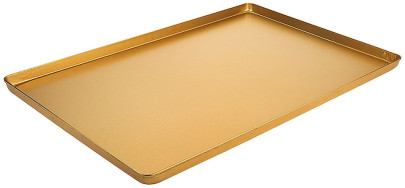Contacto Backwaren-Auslageblech - 60 x 40 x 2 cm, Aluminium gold eloxiert, einteilig gezogen, mit Randumschlag, geschlossene Ecken 
