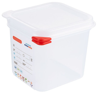 Contacto Behälter GN 1/6 150 mm mit HACCP Colorclip Deckel aus Polypropylen, transparent 