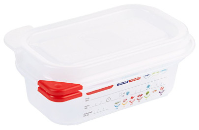 Contacto Behälter GN 1/9 65 mm mit HACCP Colorclip Deckel aus Polypropylen, transparent 