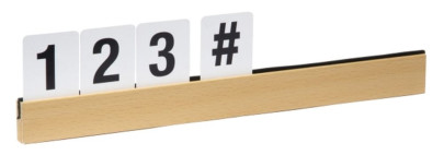 Contacto Buchstabenleiste, teak, L25 x 4 x H6 cm, Wandmontage oder Aufstellen, Papierbuchstaben und -zahlen, 4,5 x 3,2 cm 