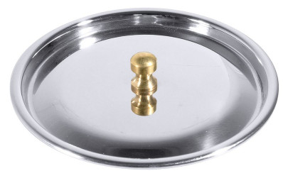 Contacto Deckel 12 cm, Edelstahl mit Messinggriff 