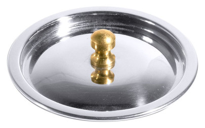 Contacto Deckel 9 cm, Edelstahl mit Messinggriff 