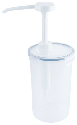 Contacto Dispenser Behälter m. Pumpe, 1200 ml, Portionsgröße 30 ml, Ø 10,5 x H30,5 cm, zerlegbar, verschließbare Dosen, Kunststoff 