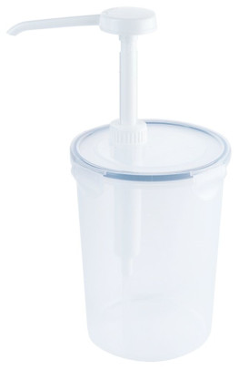 Contacto Dispenser Behälter m. Pumpe, 2000 ml, Portionsgröße 30 ml, Ø 12,5 x H30,5 cm, zerlegbar, verschließbare Dosen, Kunststoff 