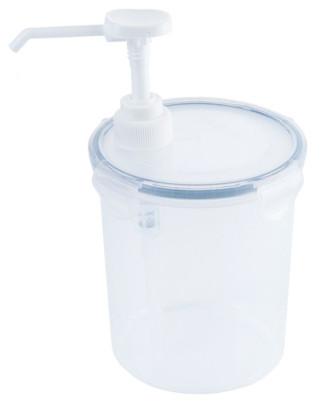 Contacto Dispenser Behälter m. Pumpe, 950 ml, Portionsgröße 5 ml, Ø 10,5 x H20 cm, zerlegbar, verschließbare Dosen, Kunststoff 