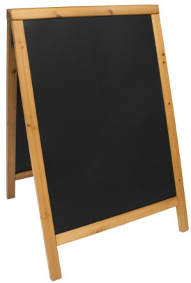 Contacto Doppeltafel, Fläche 47,5x67cm, Gesamt 55xH85cm, Rahmen teakfarben, Edelstahl-Scharniere, wasserlöslich beschreibbar, schwere Qualität 
