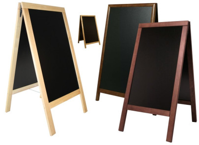 Contacto Doppeltafel natur aus dreifach lackiertem Buchenholz mit Tafel aus schwarzem PVC Kunststoff, Fläche 47,5 cm x 67 cm Breite 55 cm Höhe 85 cm 
