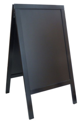 Contacto Doppeltafel schwarz aus lackiertem Kiefernholz mit Tafel aus schwarzem PVC Kunststoff, Fläche 47 cm x 67 cm Breite 55 cm Höhe 85 cm 