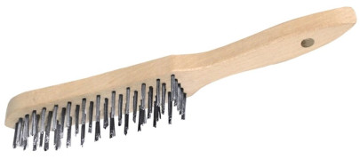 Contacto Drahtbürste mit Holzgriff, L30 x B3,5 x 2,5 cm, nicht rostfrei, auf massivem Holzgriff 