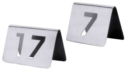 Contacto Edelstahl Tischnummernschild dreistellig mit ausgestanzten Ziffern ab Ziffer 251 