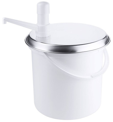 Contacto Eimer mit Dispenser, Kunststoff, 10000 ml, Drahtbügel, Aluminium-Deckel mit Pumpe, Ø 25 x H38 cm, Innen H25 cm, weiß 
