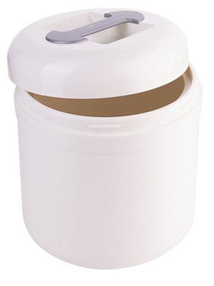 Contacto Eisbehälter 4000 ml, Kunststoff, doppelwandiger, arretierbarer Deckel mit Griffmulde, perforierter Einsatz, Ø 22,5 x H24 cm, weiß 