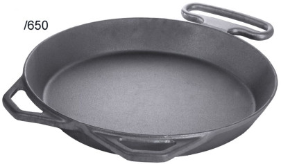 Contacto Eisenguss-Riesenpfanne 65cm Durchmesser, mit 2 angegossenen Griffen und Zusatzgriff 