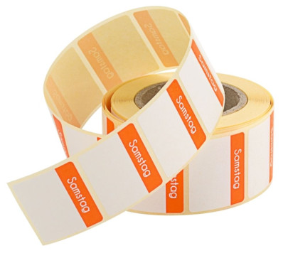 Contacto Etiketten Samstag ORANGE 500 Stück auf Rolle, leicht ablösbar, Etikettengröße 30 x 24 mm 