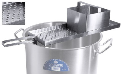 Contacto Gastronomie Spätzlehobel/Knöpflehobel mit Topfhalterung Edelstahl 18/10 für Töpfe von Ø36 - 45 cm, Spätzlepresse mit Ruhebreich 