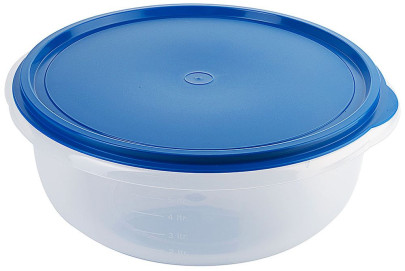 Contacto Hefeteigschüssel 6 l aus Polypropylen transparent - Ø 28,5 x 12 cm, mit Skalierung und blauem Deckel, ideal für Teigführung und Aufbewahrung 