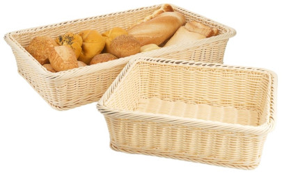 Contacto Korb GN 1/4, naturfarben aus Polypropylen, breiter Edelstahlrahmen, robust, schwere Qualität 