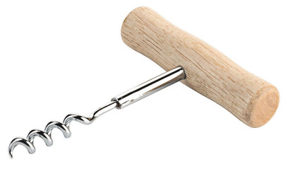 Contacto Korkenzieher mit Holzgriff, Spindel verchromt - 10,5 cm lang, 8 cm breit, robust, ergonomisch, für Weinflaschen, Bar, Gastronomie, Haushalt 