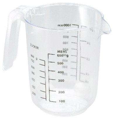 Contacto Messbecher 1 Liter aus klarem Polystyrol, Durchmesser 12 cm Höhe 15 cm 