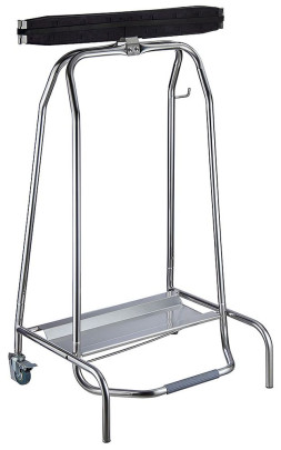 Contacto Müllbeutelhalter - Edelstahl mit Fußpedal, Rollen, Gummistopper, 42 x 54 x 96 cm, für 120 l Säcke 