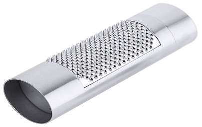 Contacto Muskatreibe Edelstahl 18/10 oval 15 cm mit Auffangbehälter, verschließbar, rostfrei, hygienisch, fein, kompakt für Muskatnüsse und Gewürze 