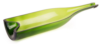 Contacto Offene Weinflasche, grün 45 cm, längseitig halbiert, handgefertigt 