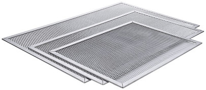 Contacto Pizza Screen rechteckig, Aluminium-Streckmetall, beschleunigt Krustenbildung, stabil, Profiqualität für Pizzerien und Gastronomie 