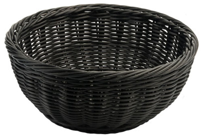 Contacto Polykorb, rund 25 cm, schwarz, Polypropylen-Korb, natur, schwere Qualität 