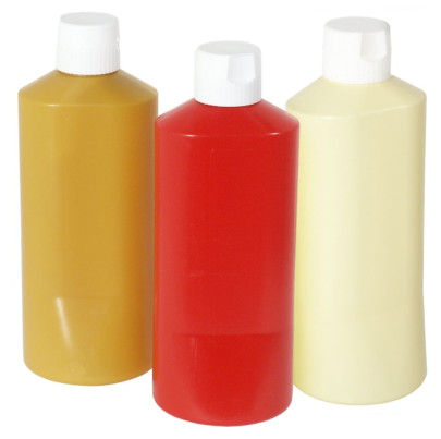 Contacto Quetschflasche 600 ml, Ø8,5 x 19,5cm, Ketchupflasche, Kunststoff, Schraubkappe, abgeflachte Form, einfache Handhabung, schwere Qualität, rot 