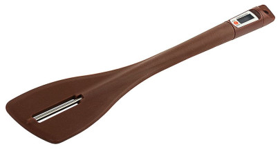 Contacto Rührspatel mit Thermometer - Silikonspatel 12 x 6 cm, Edelstahl-Digitalthermometer -40°C bis +160°C, 32 cm, präzise Temperaturkontrolle 