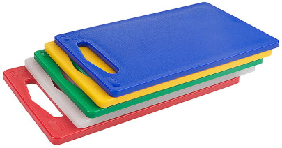 Contacto Schneidbrett HACCP klein 25 x 15 x 1 cm - mit Griffloch, Polyethylen, spülmaschinengeeignet, hygienisch, messerschonend 