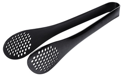 Contacto Servierzange 25 cm, perforiert, Buffetzange Edelstahl schwarz beschichtet, leicht glänzend 