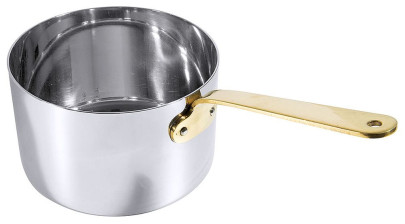 Contacto Stielkasserolle 12 cm, tief, Edelstahl mit Messinggriff 