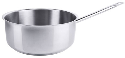 Contacto Stielkasserolle 28 cm extra niedrig, Rohrgriff und Schüttrand, Edelstahl, induktionsgeeignet, schwere Qualität 