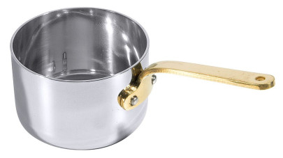 Contacto Stielkasserolle 7 cm, tief, Edelstahl mit Messinggriff 