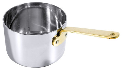 Contacto Stielkasserolle 9 cm, tief, Edelstahl mit Messinggriff 