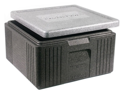 Contacto Thermobox 21 Liter aus schwarzem und grauem EPP mit Griffmulden, Länge innen 34,5 cm Breite innen 34,5 cm Höhe innen 22 cm 