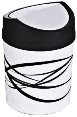 Contacto Tischabfallbehälter aus weißem Polypropylen mit Schwingdeckel, Durchmesser 12,5 cm Höhe 18 cm Volumen 1,8 Liter 