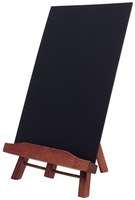 Contacto Tischstaffelei A4 mehrfach mahagonifarben lackierter Holzrahmen mit Tafel aus schwarzem PVC Kunststoff, Fläche 31,5 cm x 21 cm Höhe 36 cm 