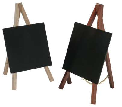 Contacto Tischstaffelei mehrfach lackierter Buchenholzrahmen mit Tafel aus schwarzem PVC Kunststoff, 13 cm x 15 cm Höhe 24 cm 