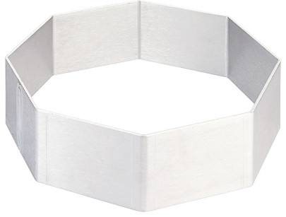 Contacto Tortenring achteckig 16 cm aus Aluminium 2 mm stark H 50 mm formstabil, backofenfest, ideal für Torten, Kuchen, Patisserie, kreative Desserts 