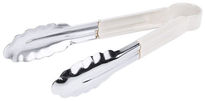 Contacto Zange HACCP aus Edelstahl, 24 cm, Küchenzange, Griff mit farbigem Vinyl-Überzug, schwere Qualität, weiß 