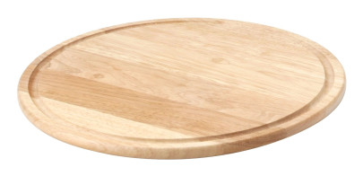 Continenta Holz Pizzateller aus Gummibaumholz mit Rille für Flüssigkeiten, Pizzabretter, Holzteller Größe: Ø 33 x 1,2 cm, versch. Danto® Vorteils-Sets 