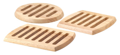 Continenta Holz-Untersetzer aus Gummibaumholz, Unterlage für Töpfe und Pfannen, rund, quadratisch oder rechteckig, versch. Danto® Vorteils-Sets 