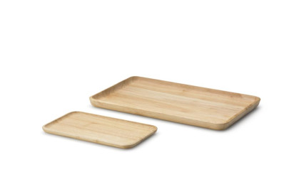 Continenta rechteckige Brotzeitplatte aus Gummibaumholz, Servierschale, Serviertablett mit erhöhtem Rand, 1 Stück, erhältlich in verschiedenen Größen 