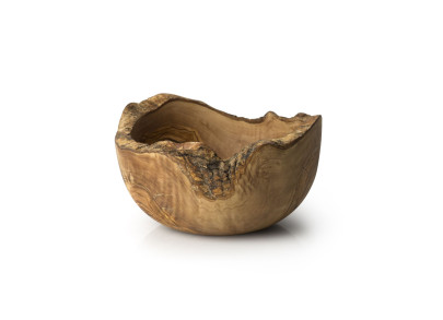 Continenta Schale aus natürlichem Olivenholz, Ø 25 cm, Servierschale in Naturform, Naturprodukt, veredelt mit Öl, Unikat 