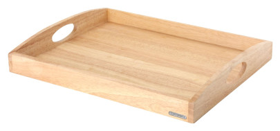 Continenta Tablett aus Gummibaumholz, Frühstückstablett, Holz-Serviertablett, Servierbrett, rechteckig, Größe: 50 x 39 x 5 cm 50 x 39 x 5 cm