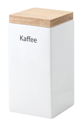 Continenta Kaffee Vorratsdose aus Keramik, quadratisch, mit Holzdeckel, 10 x 10 x 20,5 cm, 1,2 Liter 1200 | Anzahl: 1 Stück